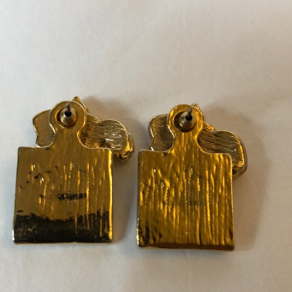 Vintage Christmas Holiday Earrings Cat Gift Box - Picture 3 of 5